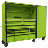 Sealey AP6115BECOMBO2 15 Drawer 1549mm Mobile Trolley with Wooden Worktop, Hutch, 2 Drawer Riser & Side Locker - AP6115BECOMBO2 - Sealey Tools UK - Workshop Tool Storage