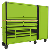 Sealey AP6115BECOMBO2 15 Drawer 1549mm Mobile Trolley with Wooden Worktop, Hutch, 2 Drawer Riser & Side Locker - AP6115BECOMBO2 - Sealey Tools UK - Workshop Tool Storage