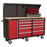 Sealey AP6310 Mobile Workstation 10 Drawer with Backboard - AP6310 - Sealey Tools UK - Workshop Tool Storage
