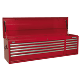 Sealey AP6610 Topchest 10 Drawer with Ball Bearing Slides Heavy - Duty - Red - AP6610 - Sealey Tools UK - Workshop Tool Storage