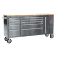 Sealey AP7210SS Mobile Stainless Steel Tool Cabinet 10 Drawer & Cupboard - AP7210SS - Sealey Tools UK - Workshop Tool Storage