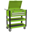 Sealey AP760MHV Heavy - Duty Mobile Tool & Parts Trolley 2 Drawers & Lockable Top - Hi - Vis Green - AP760MHV - Sealey Tools UK - Workshop Tool Storage