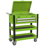 Sealey AP760MHV Heavy - Duty Mobile Tool & Parts Trolley 2 Drawers & Lockable Top - Hi - Vis Green - AP760MHV - Sealey Tools UK - Workshop Tool Storage