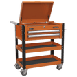 Sealey AP760MO Heavy - Duty Mobile Tool & Parts Trolley 2 Drawers & Lockable Top - Orange - AP760MO - Sealey Tools UK - Workshop Tool Storage