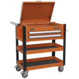 Sealey AP760MO Heavy - Duty Mobile Tool & Parts Trolley 2 Drawers & Lockable Top - Orange - AP760MO - Sealey Tools UK - Workshop Tool Storage