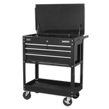 Sealey AP850MB Heavy - Duty Mobile Tool & Parts Trolley with 4 Drawers & Lockable Top - Black - AP850MB - Sealey Tools UK - Workshop Tool Storage