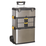 Sealey AP855 Mobile Stainless Steel/Composite Toolbox - 3 Compartment - AP855 - Sealey Tools UK - Workshop Tool Storage