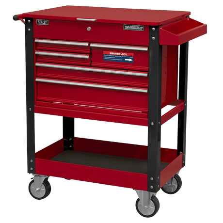 Sealey AP890M Heavy - Duty Mobile Tool & Parts Trolley with 5 Drawers & Lockable Top - AP890M - Sealey Tools UK - Workshop Tool Storage