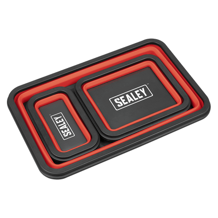 Sealey APCMTS Parts Tray Collapsible Magnetic - Set of 3 - APCMTS - Sealey Tools UK - Workshop Tool Storage