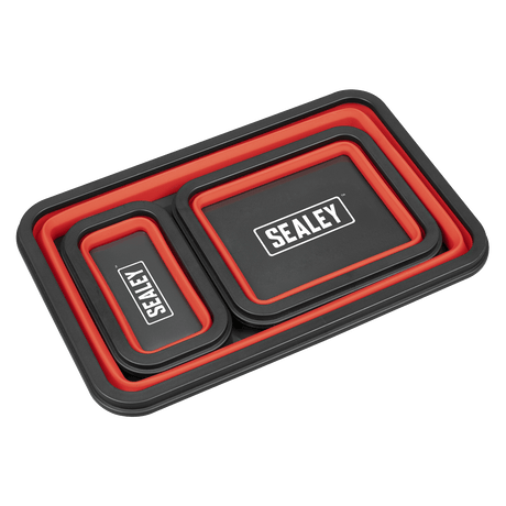 Sealey APCMTS Parts Tray Collapsible Magnetic - Set of 3 - APCMTS - Sealey Tools UK - Workshop Tool Storage