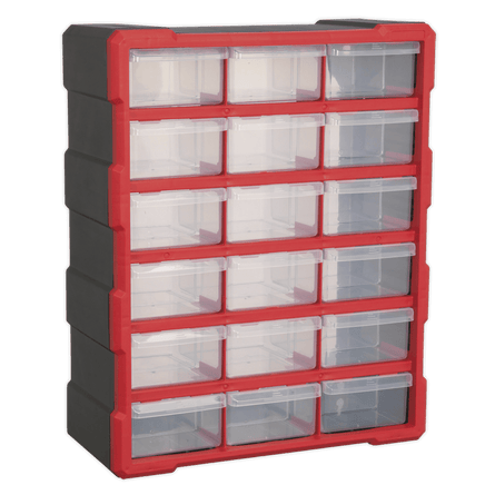 Sealey APDC18R Cabinet Box 18 Drawer - Red/Black - APDC18R - Sealey Tools UK - Workshop Tool Storage