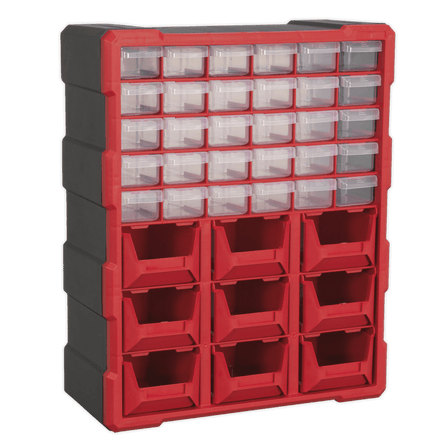 Sealey APDC39R Cabinet Box 39 Drawer - Red/Black - APDC39R - Sealey Tools UK - Workshop Tool Storage