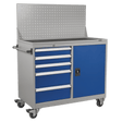 Sealey API1103A Industrial Mobile Workstation 5 Drawer & 1 Shelf Locker - API1103A - Sealey Tools UK - Workshop Tool Storage
