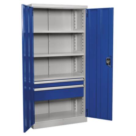 Sealey APICCOMBO2 Industrial Cabinet 2 Drawer 3 Shelf 1800mm - APICCOMBO2 - Sealey Tools UK - Workshop Tool Storage