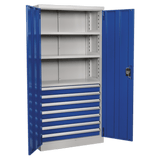 Sealey APICCOMBO7 Industrial Cabinet 7 Drawer 3 Shelf 1800mm - APICCOMBO7 - Sealey Tools UK - Workshop Tool Storage