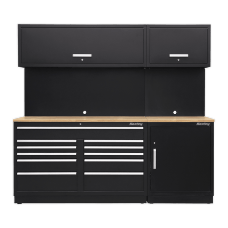 Sealey APMSCOMBO4W Premier 2.3m Storage System - Oak Worktop - APMSCOMBO4W - Sealey Tools UK - Workshop Tool Storage