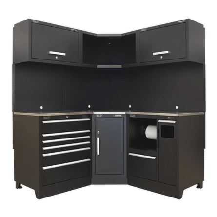 Sealey APMSCOMBO6SS Premier 1.7m Corner Storage System - Stainless Worktop - APMSCOMBO6SS - Sealey Tools UK - Workshop Tool Storage