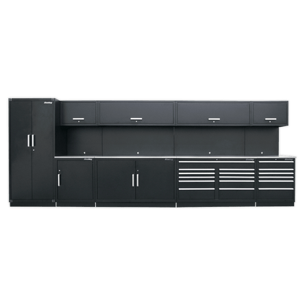 Sealey APMSSTEEL Premier 5.6m Storage System - Stainless Worktop - APMSSTEEL - Sealey Tools UK - Workshop Tool Storage