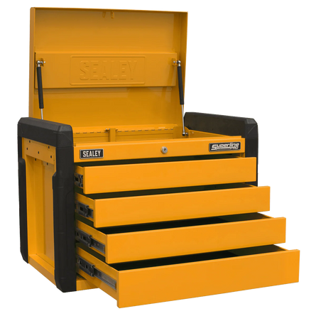 Sealey APPD4O 4 - Drawer Push - to - Open Topchest with Ball - Bearing Slides - Orange - APPD4O - Sealey Tools UK - Workshop Tool Storage