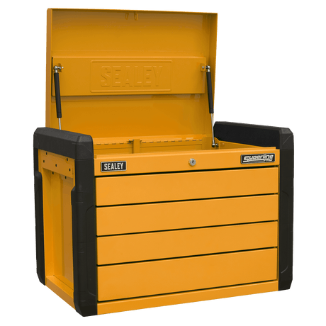 Sealey APPD4O 4 - Drawer Push - to - Open Topchest with Ball - Bearing Slides - Orange - APPD4O - Sealey Tools UK - Workshop Tool Storage