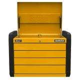 Sealey APPD4O 4 - Drawer Push - to - Open Topchest with Ball - Bearing Slides - Orange - APPD4O - Sealey Tools UK - Workshop Tool Storage