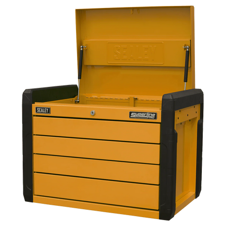 Sealey APPD4O 4 - Drawer Push - to - Open Topchest with Ball - Bearing Slides - Orange - APPD4O - Sealey Tools UK - Workshop Tool Storage