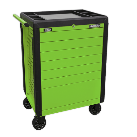 Sealey APPD7G Rollcab 7 Drawer Push - To - Open Hi - Vis Green - APPD7G - Sealey Tools UK - Workshop Tool Storage
