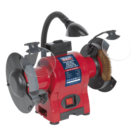 Sealey BG150XWL Bench Grinder 150mm & Wire Wheel Combination with Work Light 250W/230V - BG150XWL - Sealey Tools UK - Workshop Tool Storage