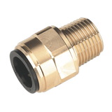 Sealey CAS15BSA Straight Adaptor 15mm x 1/2"BSPT Brass (John Guest Speedfit® - MM011504N) - CAS15BSA - Sealey Tools UK - Workshop Tool Storage