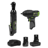 Sealey CP108VCOMBO6 2 x 10.8V SV10.8 Series Impact Wrench & Ratchet Wrench Kit - CP108VCOMBO6 - Sealey Tools UK - Workshop Tool Storage