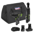 Sealey CP108VCOMBO6 2 x 10.8V SV10.8 Series Impact Wrench & Ratchet Wrench Kit - CP108VCOMBO6 - Sealey Tools UK - Workshop Tool Storage