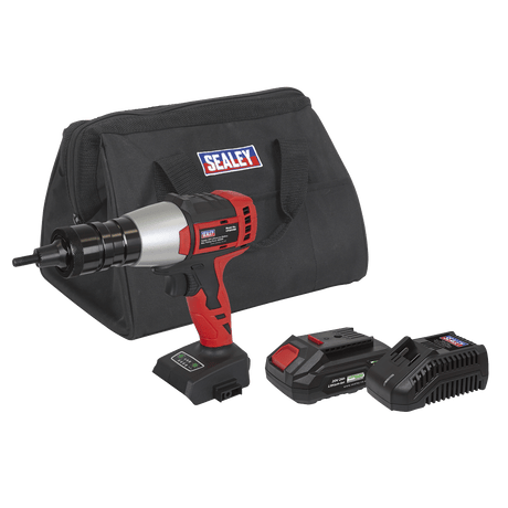 Sealey CP20VNRKIT1 20V 2Ah SV20 Series Brushless Cordless Nut Riveter Kit - CP20VNRKIT1 - Sealey Tools UK - Workshop Tool Storage