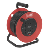 Sealey CR22525 Cable Reel 25m 4 x 230V 2.5mm² Heavy - Duty Thermal Trip - CR22525 - Sealey Tools UK - Workshop Tool Storage