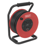 Sealey CR25025 Cable Reel 50m 4 x 230V 2.5mm² Heavy - Duty Thermal Trip - CR25025 - Sealey Tools UK - Workshop Tool Storage