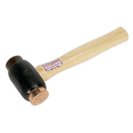 Sealey CRF35 Copper/Rawhide Faced Hammer 3.5lb Hickory Shaft - CRF35 - Sealey Tools UK - Workshop Tool Storage