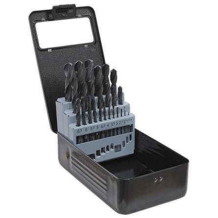 Sealey DBS25RF HSS Roll Forged Drill Bit Set 25pc 1 - 13mm - DBS25RF - Sealey Tools UK - Workshop Tool Storage