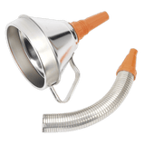 Sealey FM16F Funnel Metal with Flexible Spout & Filter 160mm - FM16F - Sealey Tools UK - Workshop Tool Storage