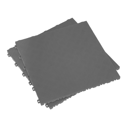 Sealey FT3G Polypropylene Floor Tile 400 x 400mm - Grey Treadplate - Pack of 9 - FT3G - Sealey Tools UK - Workshop Tool Storage