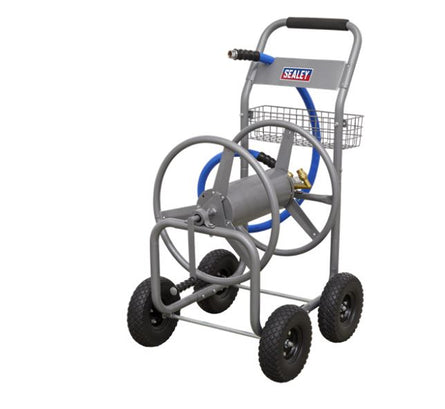 Sealey HRKIT30 Heavy - Duty Hose Reel Cart with 30m Heavy - Duty 19mm Hot & Cold Rubber Water Hose - HRKIT30 - Sealey Tools UK - Workshop Tool Storage