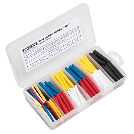 Sealey HST50MC Heat Shrink Tubing Assortment 190pc 50mm Mixed Colours - HST50MC - Sealey Tools UK - Workshop Tool Storage
