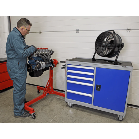 Sealey HVD16C 2 - in - 1 Cordless/Corded High Velocity Drum Fan 16" 230V/20V SV20 Series - HVD16C - Sealey Tools UK - Workshop Tool Storage