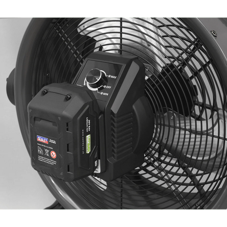 Sealey HVD16CCOMBO 2 - in - 1 Cordless/Corded 16" High Velocity Drum Fan 20V SV20 Series Kit - HVD16CCOMBO - Sealey Tools UK - Workshop Tool Storage