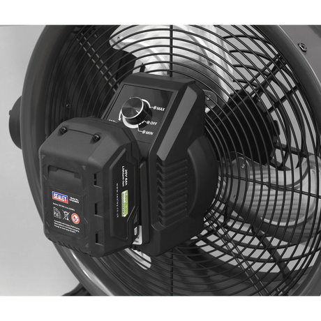 Sealey HVD16CCOMBO 2 - in - 1 Cordless/Corded 16" High Velocity Drum Fan 20V SV20 Series Kit - HVD16CCOMBO - Sealey Tools UK - Workshop Tool Storage
