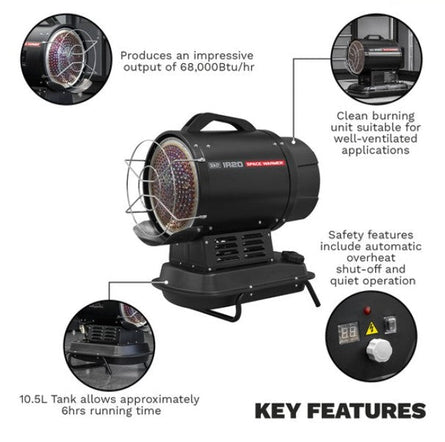 Sealey IR20 Infrared Paraffin/Kerosene/Diesel Heater 20kW - IR20 - Sealey Tools UK - Workshop Tool Storage