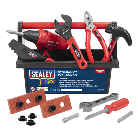 Sealey JTK1 19pc Junior Toy Tool Kit - JTK1 - Sealey Tools UK - Workshop Tool Storage