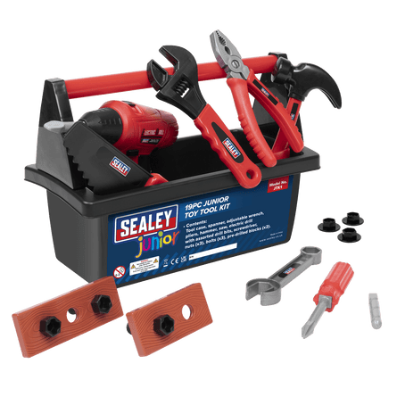 Sealey JTK1 19pc Junior Toy Tool Kit - JTK1 - Sealey Tools UK - Workshop Tool Storage