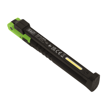 Sealey LED01G Rechargeable Slim Folding Pocket Light 2 COB & 1 SMD LED - Green - LED01G - Sealey Tools UK - Workshop Tool Storage
