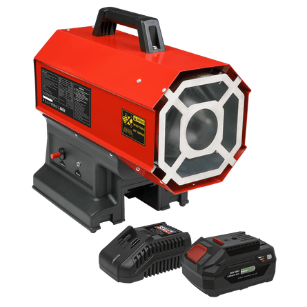Sealey LP69CCOMBO 2 - in - 1 Cordless/Corded Space Warmer® 30,000 - 68,000Btu/hr(9 - 20kW) Propane Heater Kit - LP69CCOMBO - Sealey Tools UK - Workshop Tool Storage