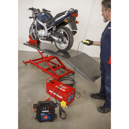 Sealey MC454E Motorcycle Lift 450kg - 12V Electro/Hydraulic - MC454E - Sealey Tools UK - Workshop Tool Storage