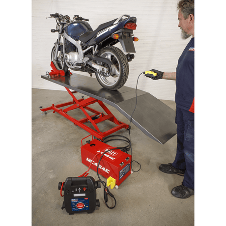 Sealey MC454E Motorcycle Lift 450kg - 12V Electro/Hydraulic - MC454E - Sealey Tools UK - Workshop Tool Storage